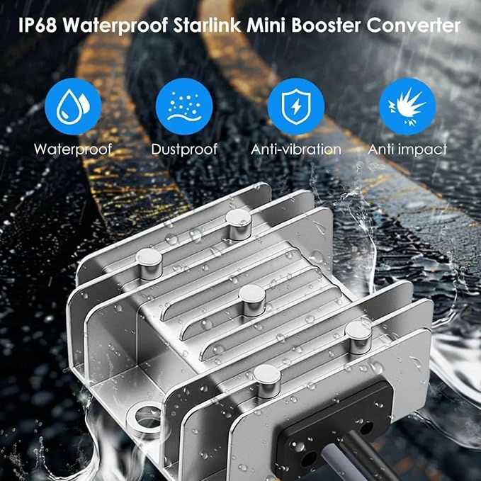 12V/24V to 30V DC Converter for Starlink Mini Car Power Adapter 3.5A High Efficiency Step-Up Voltage Regulator for RV Van Solar Off-Grid Use IP68
