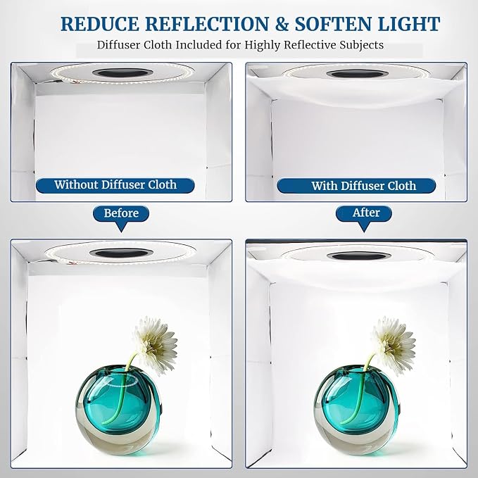 Portable Photo Studio Light Box, PULUZ 16"x16" Professional Dimmable Shooting - Image 3