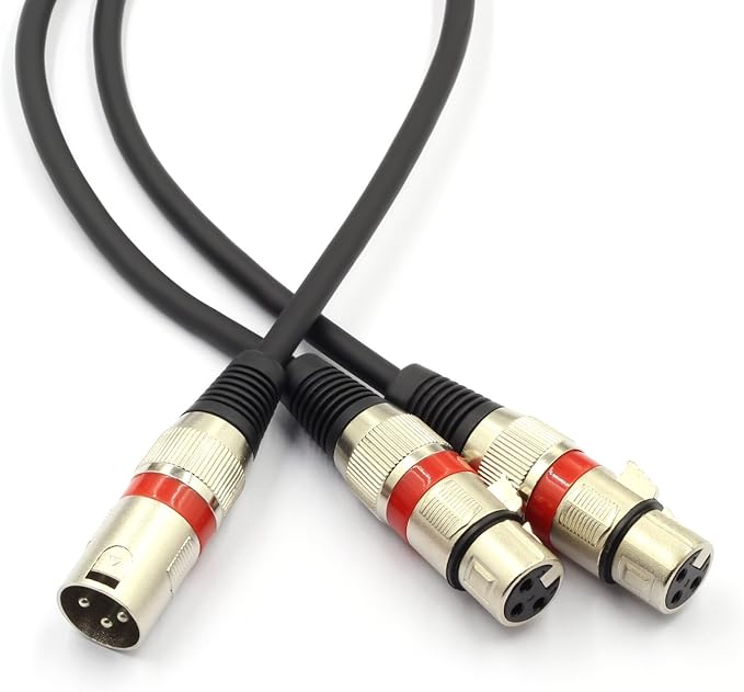 SiYear XLR Splitter Cable - XLR Male to Dual Female 3 Pin Patch Y Cable Balanced Microphone Splitter Cord Audio Adapter (50CM/1.5FT)