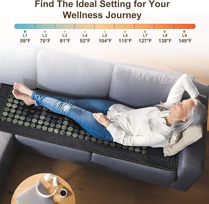 Infrared Heating Pad for Back, Full Body 72"x24", 6X Pain Relief with Natural Jade & Tourmaline, for Waist, Abdomen, Thigh, Hip, Neck, Shoulders & Back, Heats up to 154℉, Auto Shut-Off