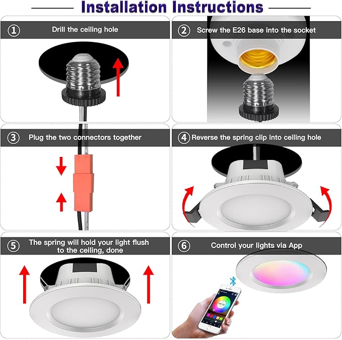 Vanance Smart Recessed Lighting 3 Inch, Dimmable, Tunable 2700K~6500K, CRI80+, RGB Color Changing LED Downlight Compatible with Alexa Google Home, Remote Control Small Canless Light, 8Pack