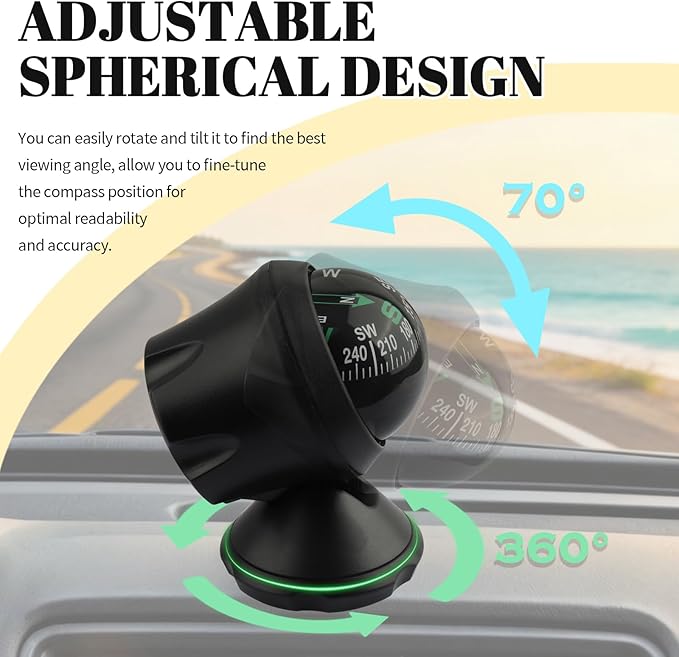 2026 Upgraded Car Compass Dashboard, Adjustible Ball Compass - Image 5