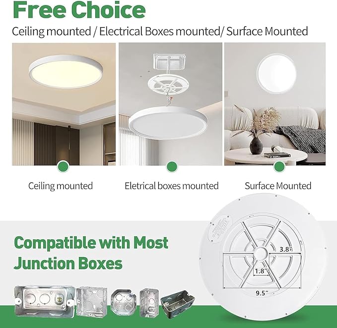 6PK 15.8 Inch Dimmable LED Flush Mount Ceiling Light, 32W, 3480LM, 2700K/3000K/4000K/5000K/6000K, Round Flat Panel Low Profile Ceiling Light Fitures for Hallway, Kitchen, Bedroom, White
