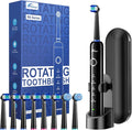 Rtauys Rotating Electric Toothbrush for Adults with 8 Brush Heads (2 Types), 5 Modes Rechargeable Power Toothbrush with Travel Case and 2 Minute Smrte Timer