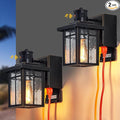 2 pack Porch Lights with GFCI Outlet,Dusk to Dawn Motion Sensor Outdoor Lights,3 Lighting Modes Black Front Door Lights,Waterproof Exterior Light Fixture,Outside Wall lamp for House Patio Garage