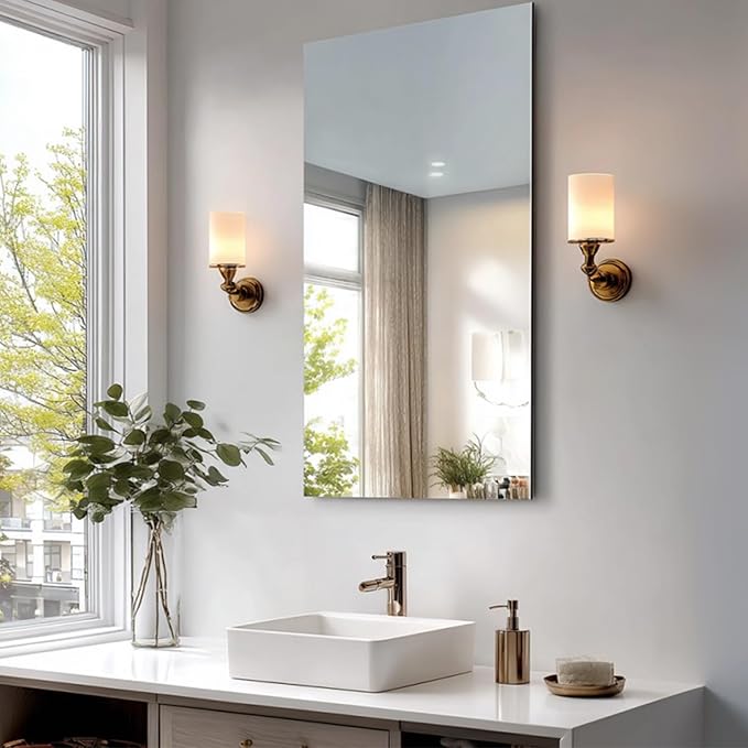 CILIBER Frameless Mirror, 24x48 Inch Large Bathroom Mirrors for Wall Over Sink, Upgraded Shatterproof Vanity Mirror with Polished Edge for Bathroom,Bedroom,Living Room and Entryway