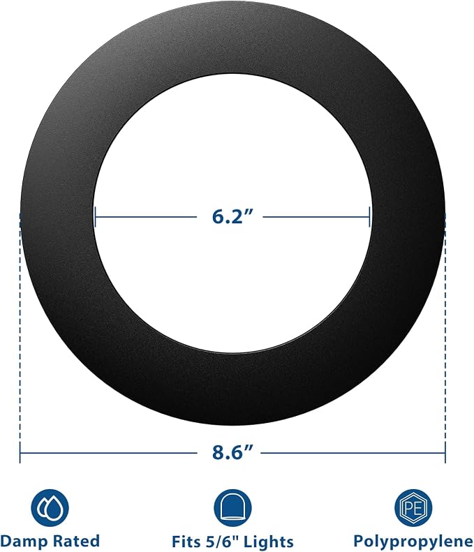 Amico 12 Pack Goof Rings for 6 Inch Recessed Lights, Can Light Trim Ring Cover - Image 2