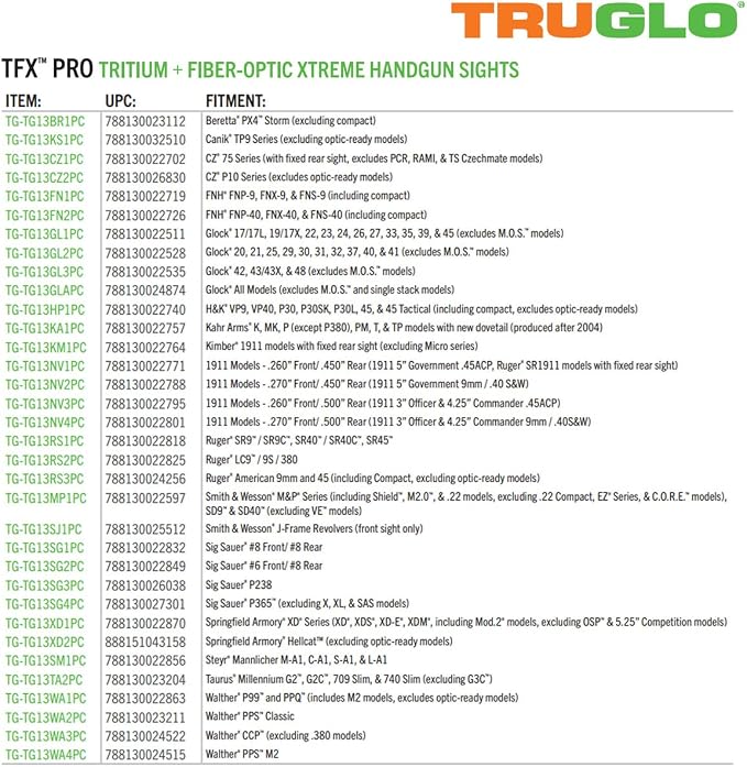 Truglo TFX PRO Handgun Sight, Glowing Shock Proof Tritium and Fiber Optic Night - Image 4
