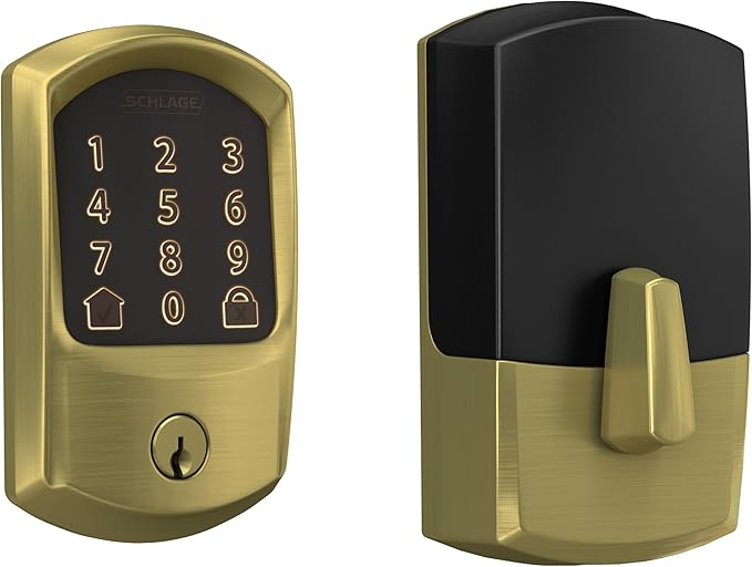 Schlage BE489WB-GRW Encode WiFi Enabled Electronic Keypad Deadbolt with Greenwich Trim - Satin Brass