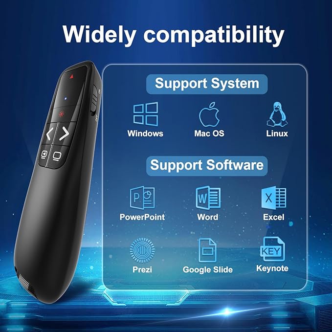 (2 Units) Wireless Presenter Remote, Clicker for Laptop PowerPoint Presentations Pointer, RF Computer Clicker for Presentations Remote, Slideshow/Smartboard/College/Classroom/PPT Clicker