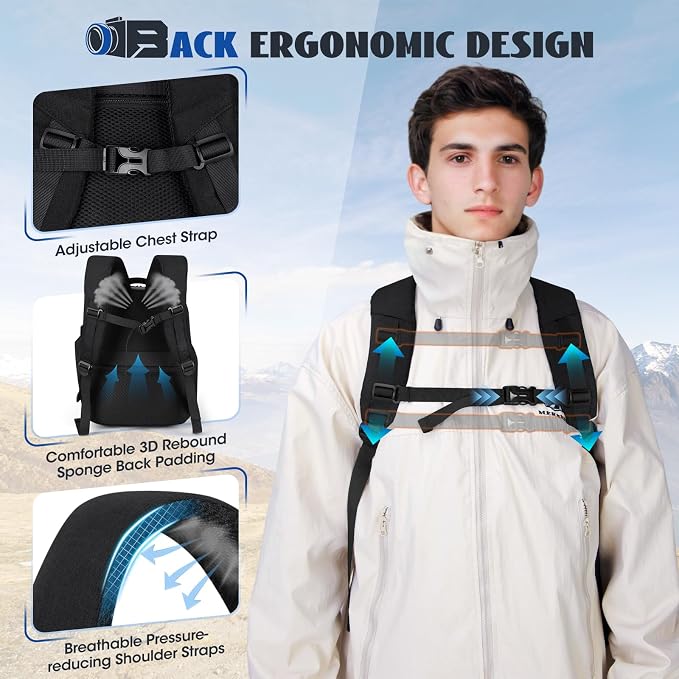 RAINSMORE Camera Backpack Camera Bag - Image 5