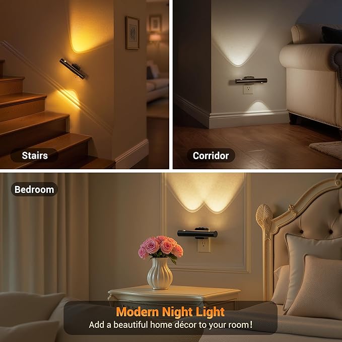 JandCase LED Night Light, Modern Night Lights Plug into Wall, 2 Pack 3000K/4000K/5000K Adjustable Color Nightlights with Dusk-to-Dawn Sensor, Dimmable Night Lights for Bathroom, Hallway, Stairway