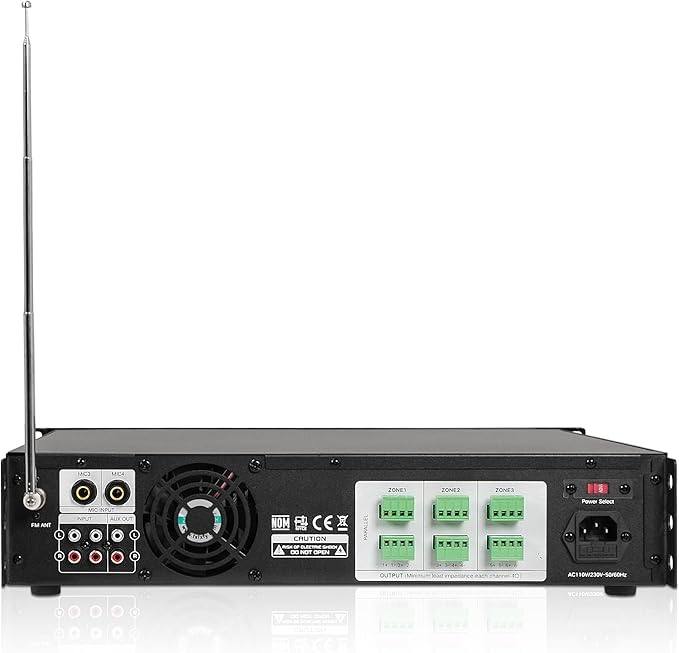 Sound Town Commercial Sound System with a 3-Zone Low-Impedance Bluetooth Amplifier, 6 x 5 Coaxial Wall-Mount Speaker Set for Indoor Installation, Black (STCA6130X6CM5B)