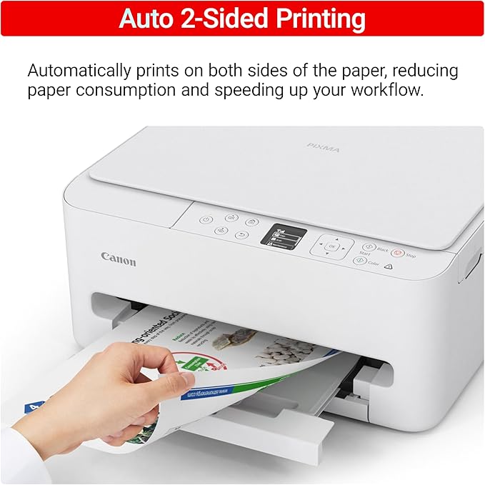 Canon PIXMA TS6520 Wireless Color Inkjet Printer for Duplex Printing, White – Home Printer with Copier/Scanner, 1.42” OLED Display, Intuitive Control Panel, Compact Design