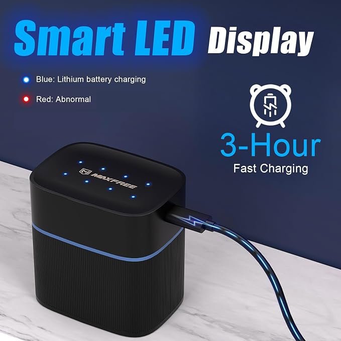 Maxfree Rechargeable 4 AAA and 4 AA Batteries Lithium - Image 3
