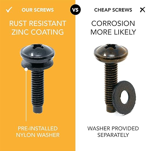 10-32 Rack Screws 115-Pack - Versatile Server Rack Accessories for Network Cabinets, Audio Mounts, Studs and Recording Studio Includes Nylon Washers. Perfect for Rackmounts