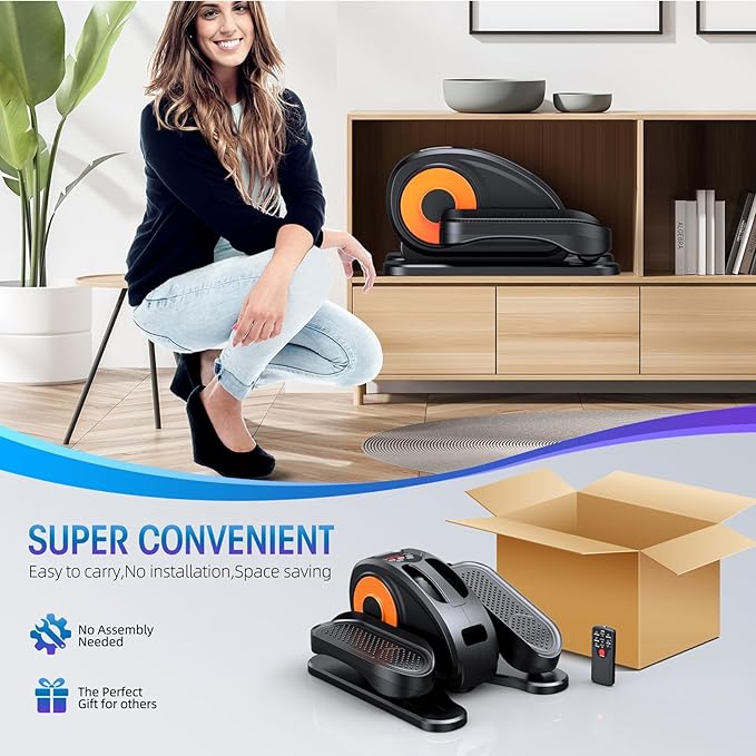 GUGTTR Under Desk Elliptical Machine, Electric Elliptical Leg Exerciser for Seniors Fully Assembled, Quiet & Portable Electric Seated Pedal Exerciser with Remote Control & 12 Adjustable Speeds