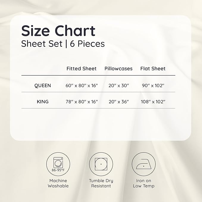 Bambaw 6pcs Set of 100% Viscose Derived from Bamboo Sheets for Queen Size Bed - Cooling Sheets Queen Size Deep Pocket, Fits Up to 16'' Mattresses, Super Soft Sheets Queen Size (Dream Blue)