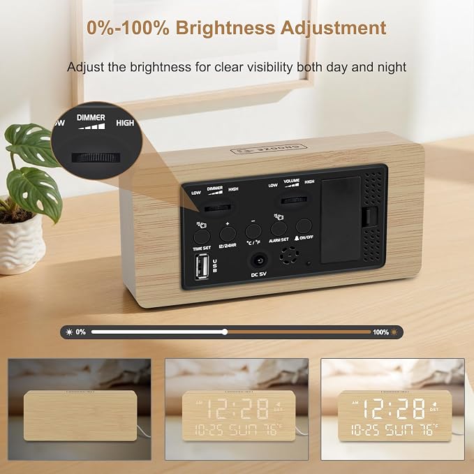 DreamSky Wooden Digital Alarm Clocks - Image 6