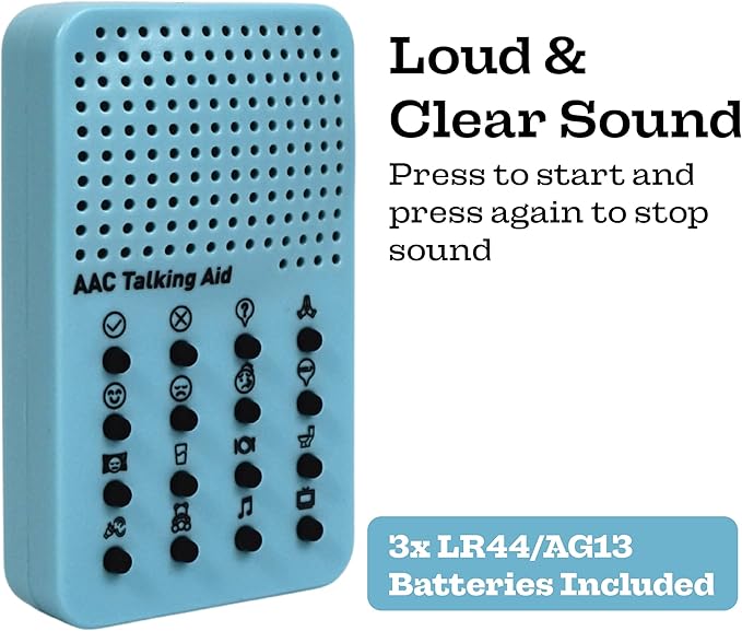 AAC Non Verbal Communication Device for Autism, Speech Therapy, & Stroke Rehab, Tools for Autism Talking Aids with 16 Phrases - Autistic Toys for Kids and Adults