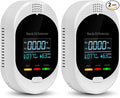 2PCS 4-in-1 Carbon Monoxide & Natural Gas Detectors with Temperature/Humidity LCD Display, Plug in Co Leak Detector Propane Monitor for Home Travel RV Essentials, Sound Alarm Over 85dB