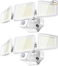 PURICH LED Security Lights Motion Sensor Outdoor Lights, 5000K Daylight, IP65 Waterproof, Dusk to Dawn, 3-Head Motion Detected Flood Light for Garage, Yard, Porch, White, 2 Pack