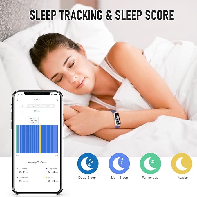 Fitness Tracker with 24/7 Heart Rate Blood Oxygen Sleep Monitor, 1.1" AMOLED Touch Screen Activity Tracker Smart Watches, IP68 Waterproof Step Counter Pedometer for Women Men