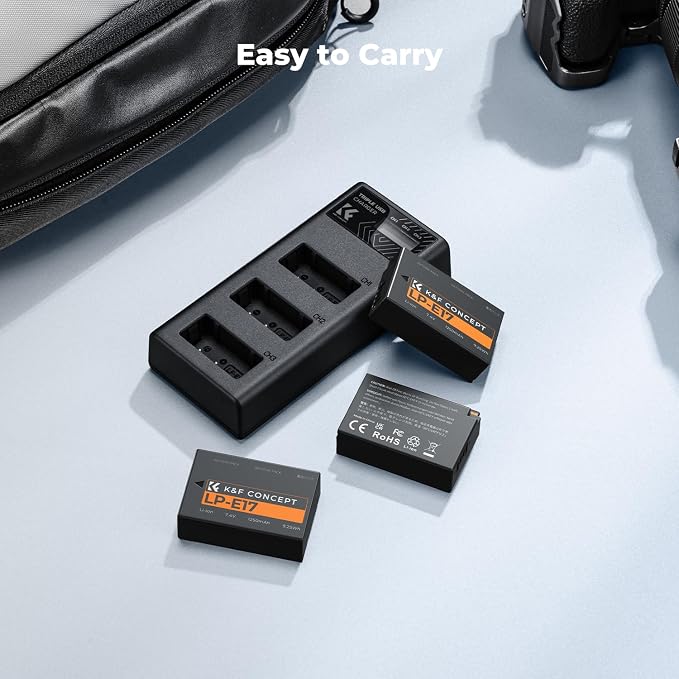 K&F CONCEPT 3-Pack LP-E17 Battery and Upgraded 3-Slot LCD Charger Compatible - Image 9