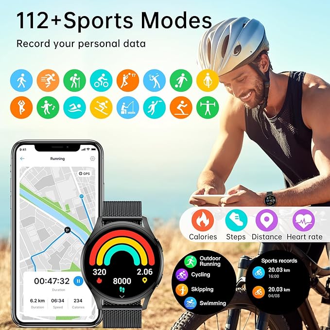 Smart Watch for Men Women Fitness: Waterproof Make/Answer Call Smart Watches for Men Digital Mens Watches Running Step Tracker Smartwatch Android Phones iPhone Samsung Compatible Heart Rate Monitor