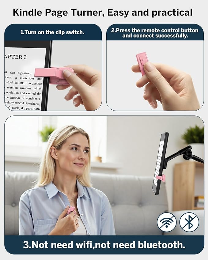 DATAFY [Case-Friendly] Remote Control Page Turner Ring for Kindle Paperwhite Oasis Scribe Kobo eReaders, Camera Camcorder Remote Controls, Page Turner Clicker for iPhone ipad Tablets with Storage Bag
