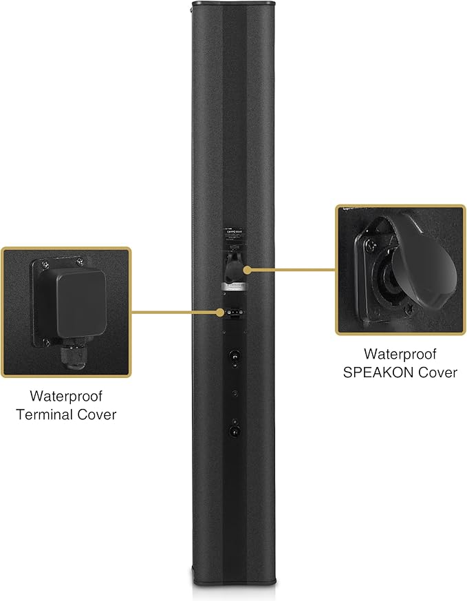 Sound Town Weatherproof Compact Aluminum Line Array Column Speaker with Wall Mount Bracket, 6 x 3 Woofers, 4 x 1.2 Dome Tweeters, Black, for Church, Indoor & Outdoor Installation (CARPO-M64B)