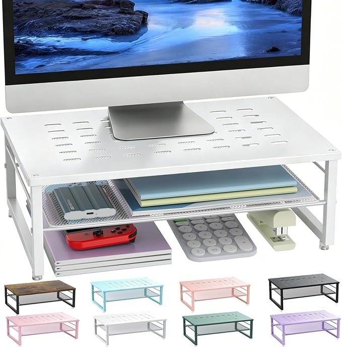 gianotter 2-Tier Metal Monitor Stand Riser, Desk Accessories & Workspace Desk by gianotter