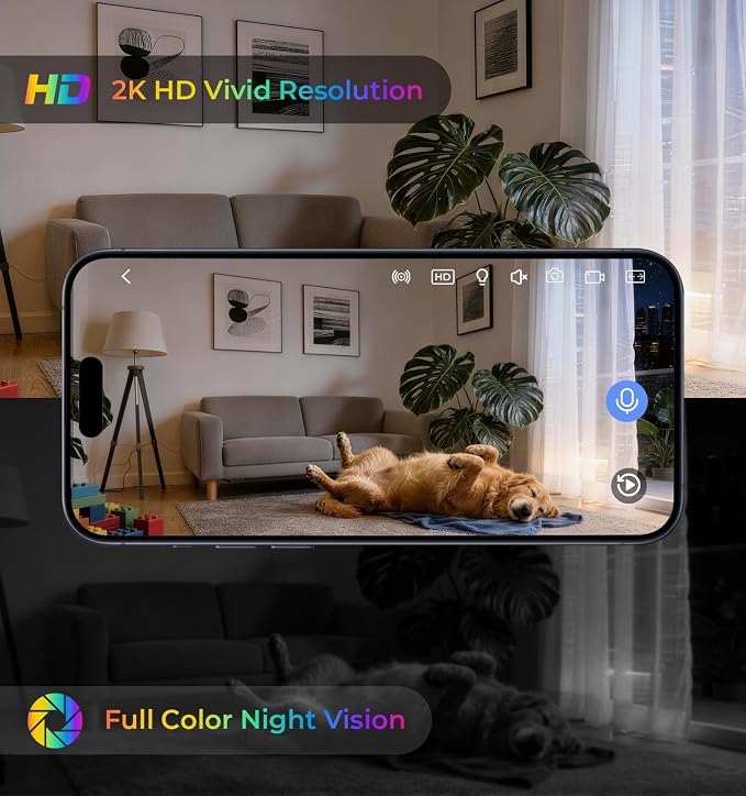 Gyliziex 2K Clock Camera, 5G & 2.4G WiFi Indoor Pet Nanny Cameras - Image 3