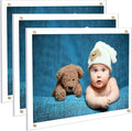 Kalami 3 Pack 8x10 Picture Frame Wall Mount Self Adhesive, Clear Acrylic No Drill Floating Frameless Poster Frame for Office Photo Canvas Document Gallery, Full Frame Size 10x11