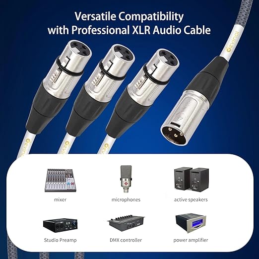 XLR Splitter Cable, Devianl XLR y Splitter 3 Female to 1 Male, Balanced Dual Female to Male Microphone Cord Adapter Combiner, 6 FT