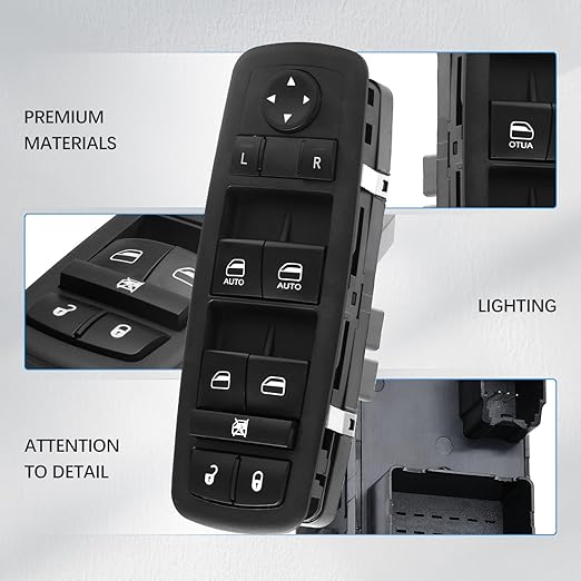 WUANGKI Power Window Door Master Control Switch | Front Driver Side | 3+0 Pins | Compatible with 2008-2009 Dodge Grand Caravan, 2008-2009 Chrysler Town, Country | OE# 4602535AE | Window Buttons