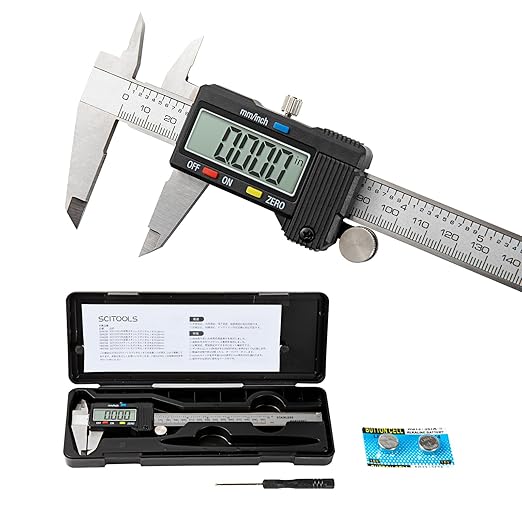 SCITOOLS Digital Caliper 0-12" Measuring Tool with Metal Ruler, Micrometer Caliper with Auto-Off Feature, Interchangeable Between inches and millimeters for DIY/Household and 3D Printing, Black