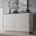 JXQTLINGMU 9 Drawer Dresser for Bedroom, 52" Wide Modern Wood Dressers with Push-to-Open Drawers for Closet Storage, Chest of Drawers TV Stand for Living Room & Hallway, Curved Profile, White Oak