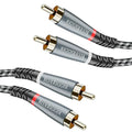 BlueRigger RCA Cable, 10FT (2RCA Male to 2RCA Stereo Audio Cable, Braided, Gold Plated, Subwoofer)- Compatible with Home Theater, Amplifier, Hi-Fi System, HDTV, Car Audio, Turntable, Receiver, Speaker