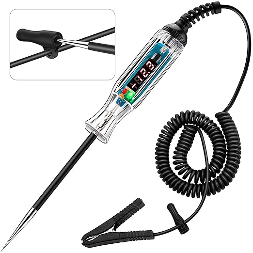 WINAMOO Upgraded 3-72V LED Digital Automotive Circuit Tester, DC Voltage Test Light with Voltmeter & Polarity Indicator Light, Vehicle Circuits Low Voltage Light Tester Pen with Sharp Stainless Probe