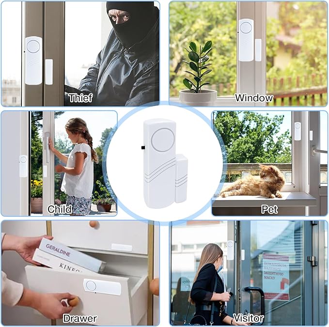 Door Window Alarm, 90DB Door Alarms for Kids Safety, Wireless Sensor Door Window Burglar Alarm-Window Pool Alarms for Home Office House, 20 Pack (9 Pack)