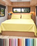 RV Short Queen Sheet Set 60 X 75 - 4 Piece RV Short Queen Bed Sheets - Soft, Breathable & Cooling - Designed for Bunks, Trailers and Campers - Fits 8” to 12" Mattress - Hotel Luxury Bedding - Yellow