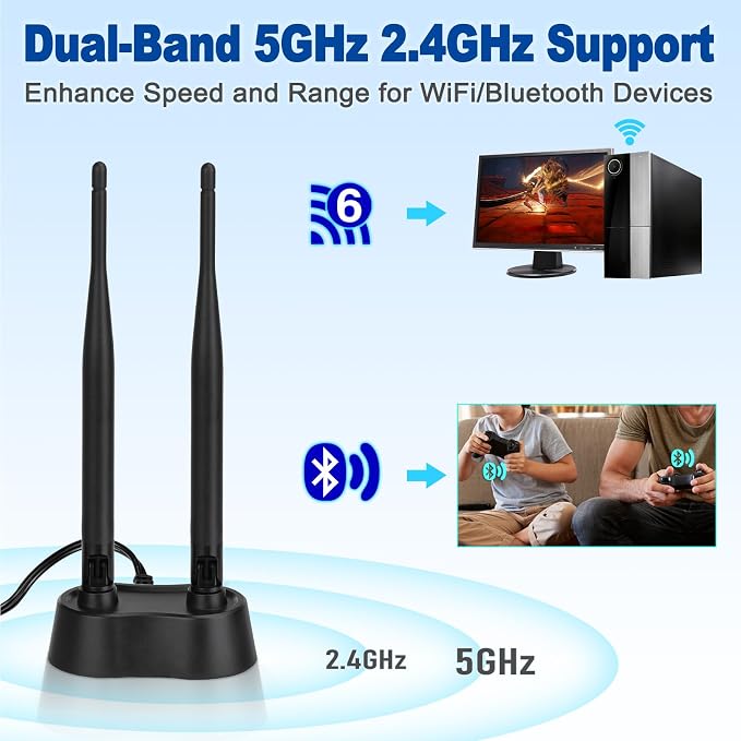 Eightwood 9dBi Dual Band WiFi Antenna 2.4GHz 5GHz RP-SMA WiFi Antennae - Image 7