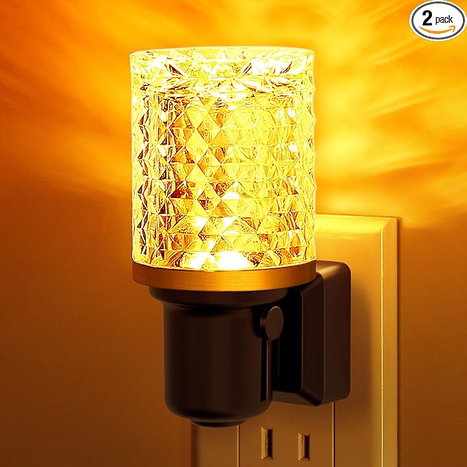 L LOHAS LED Night Light, 2 Pack Dimmable Night Lights Plug into Wall, Automatic Night Lights Plug in with Auto Light Sensor,Adjustable Brightness Amber LED Night Light, for Bedroom Hallway Home Decor