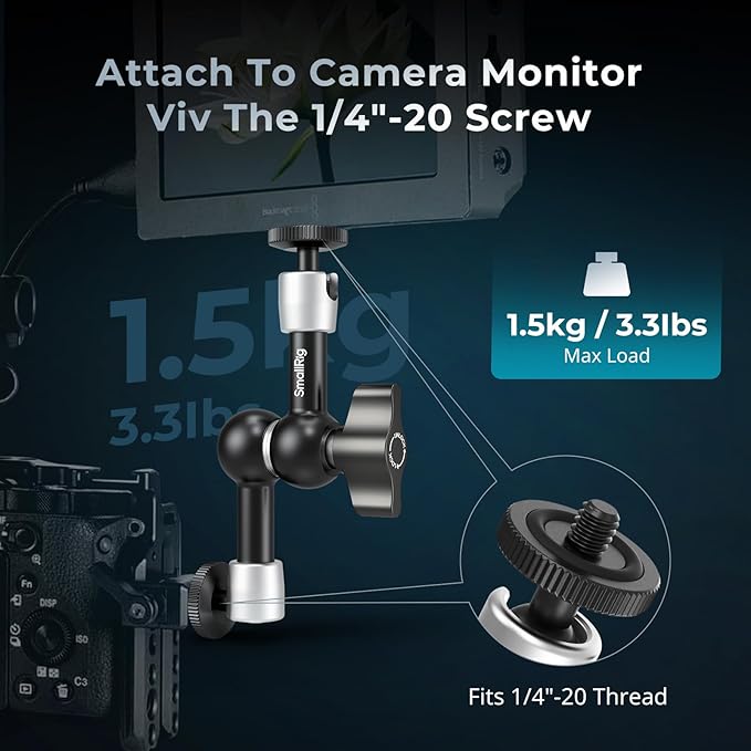SMALLRIG 5.5-inch Magic Arm 2-Pack, Articulating Adjustable Friction Arm Mount with 1/4"-20 Thread Screw, for Camera Monitor/LED Light Setup, 5316