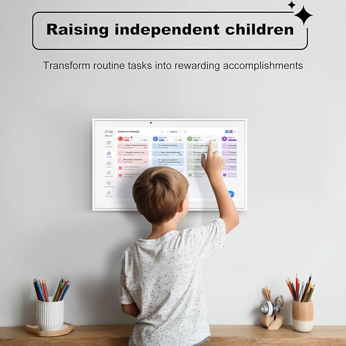 Digital Calendar, 10.1 Inch Wall Planner Electronic Calendar&Chore Chart,1080P Full HD Interactive Touchscreen Smart Touchscreen Interactive Display for Family Schedules – Wall Mount Included, Great for Organizing Your 2026 White
