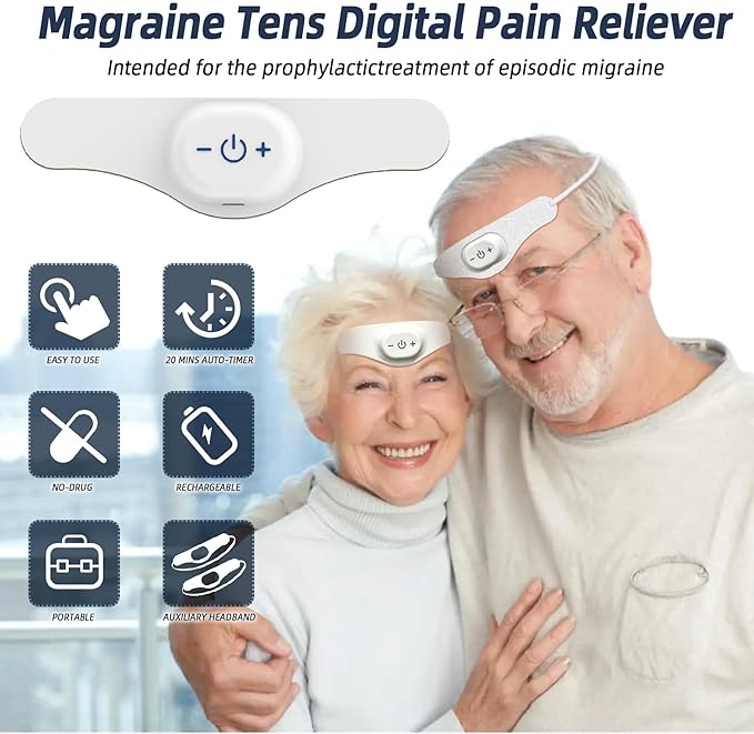 Electric Headache Migraine Relief Head Massager Rechargeable TENS Units Digital Pain Relieve Device Head Cap Prophylactic Treatment for Migraine Headband for Deep Relaxation and Stress Relief