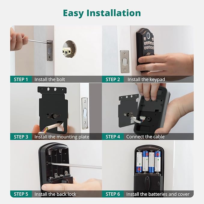 AkaGear DS10 Keyless Entry Door Lock with Door Knob, Fingerprint Door Lock, Electronic Keypad Deadbolt, Smart Door Lock, Smart Locks for Front Door, Auto-Lock - Satin Nickel