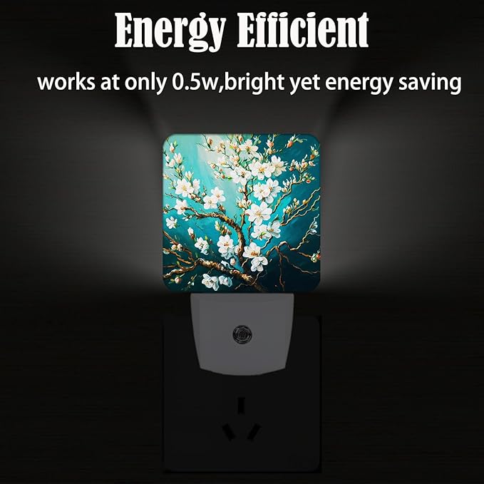 FSHVQKD Blossoming Almond Tree Night Light,Plug-in Nightlights Auto Sensor Night Lamp Dusk to Dawn Lamp Home Decor for Nursery Children Girls Boys