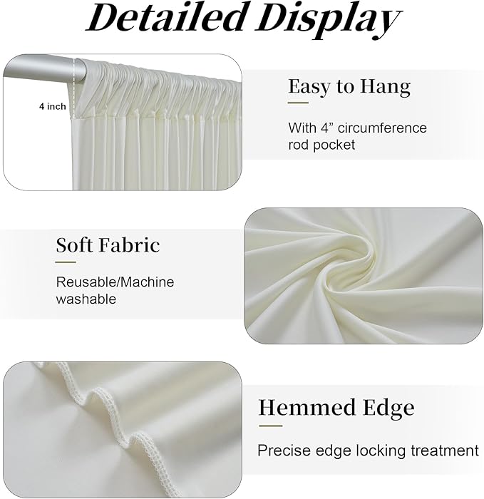 20ft x 15ft Ivory Backdrop Curtains - Image 4